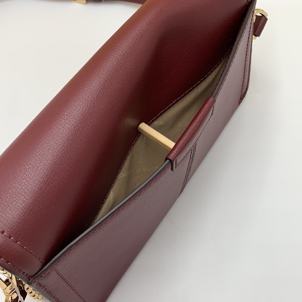 MICHAEL KORS SONIA MEDIUM EAST WEST SHOULDER CROSSBODY BAG MERLOT COLOR - Picture 14 of 16
